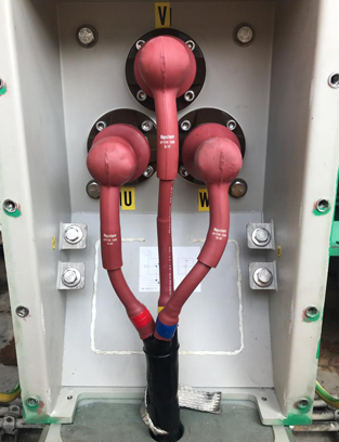 termination using right angled connections with long bushing